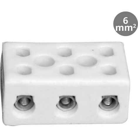 Regleta de conexión. cerámica de 3 polos 6mm2 10A.