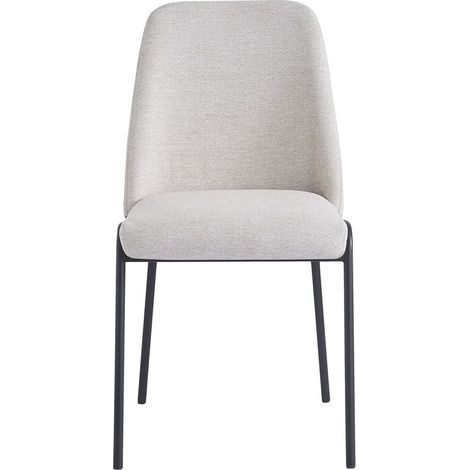 Lot 4 Chaises Salle à Manger Cali Tissu Effet Lin Beige Pieds Métal Noir 47x58,5x86,5cm (1/5)