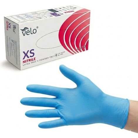 Velo XS - 200 guantes de diagnóstico de nitrilo sin polvo, paquete de 200 (1/3)