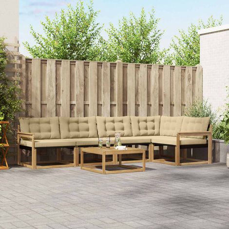 vidaXL Outdoor-Sofagarnitur 6 pcs Weiß und Beige 79 x 79 x 37 cm (1/5)