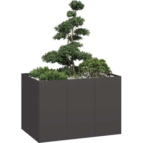 Pflanzkübel Schwarz 120x80x80 cm Stahl
