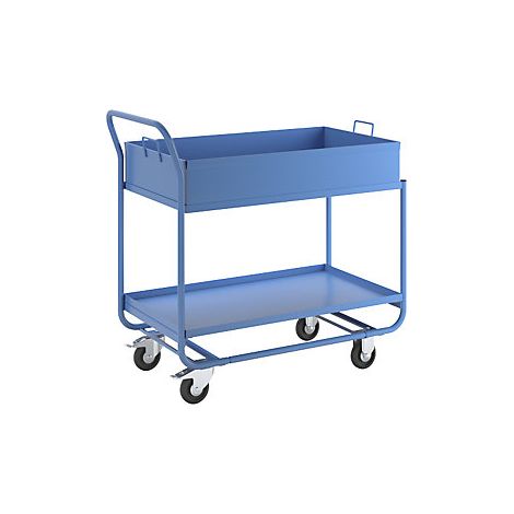 Mesa rodante  con cubeta  extraíble  azul luminoso