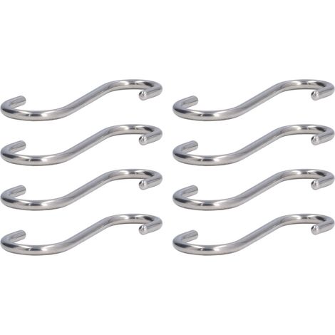 Set mit 8 rostfreien S-Haken aus Edelstahl, robust und einfach zu bedienen, für Küche oder Badezimmer. (1/5)