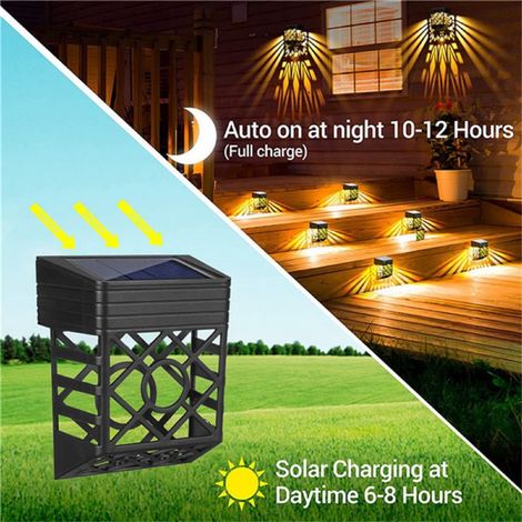 Lampe Led Pour Clôture De Jardin - Matériau Abs - Couleur Lumière Blanc Chaud - Ip54 - Fonctionne Sur Batterie 1 2 V - 3 Modes D Éclairage - 8 Led - 8 À 10 Heures D Autonomie - 1 Pièce