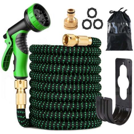 30m/100FT Tuyau d'Arrosage Extensible - Tuyau d'arrosage flexible avec 10 Modèles de Pulvérisation Convient aux Robinets de 1/2" et 3/4" Raccords en Métal Durables pour Jardin, Arrosage, Nettoyage (1/4)