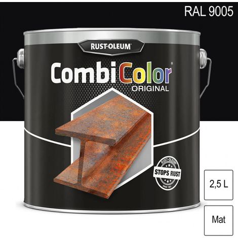 Peinture antirouille CombiColor Noir Mat RAL9005 (2,5L) - Rust Oleum