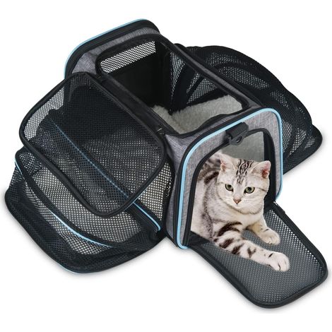 1 Sac Transport Chat Chien Extensible Pliable Oxford Matelas Amovible Voyage Camping Randonnée (1/5)