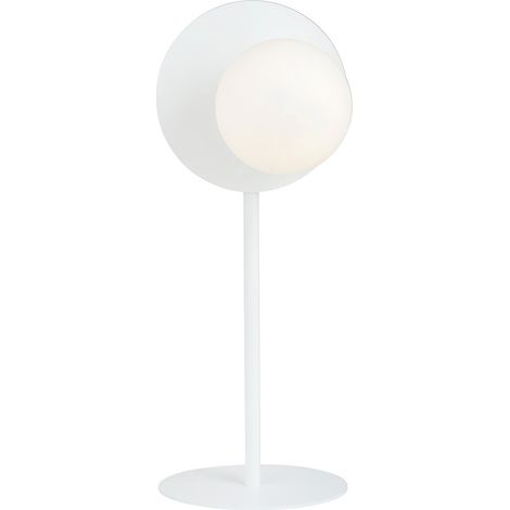 Lampada Da Tavolo Contemporanea Ippolita 1 Luce In Acciaio Bianco E Vetro Opalino (1/5)