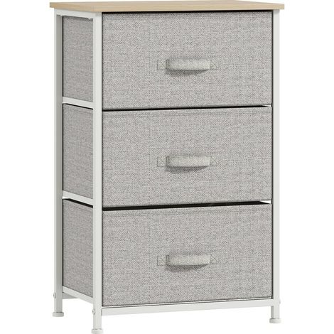 Dresser to 3 drawers in fabric, structure in steel, hall for living room, desk, wardrobe, gray (1/5)