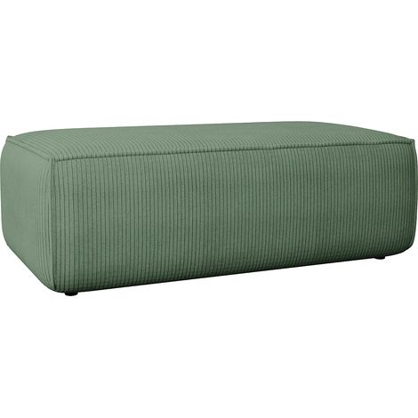 Pouf en velours côtelé vert amande AMELIA