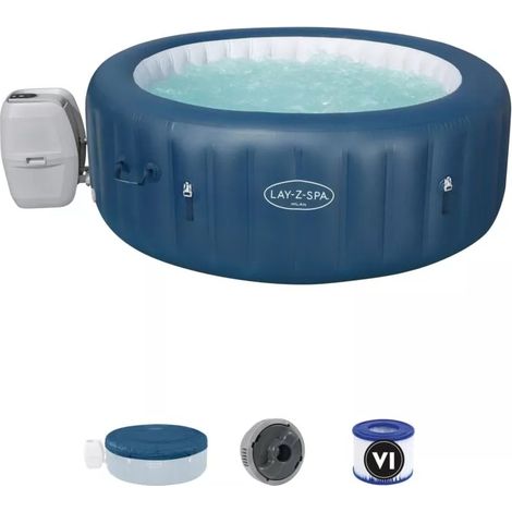 piscina idromassaggio gonfiabile bestway "lay-z-spa milan smart airjet plus" con cartuccia, copertura e chemconnect 6 persone 196x196x71 cm - cod. 60029 (1/4)