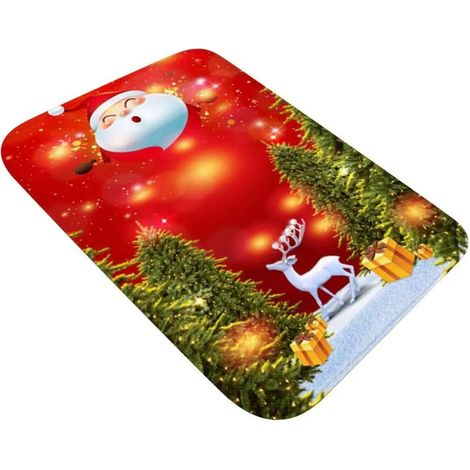 Tapis de Noël 40x60cm en flanelle antidérapante à pois pour cuisine, salle de bain, entrée, 1 pièce (1/5)