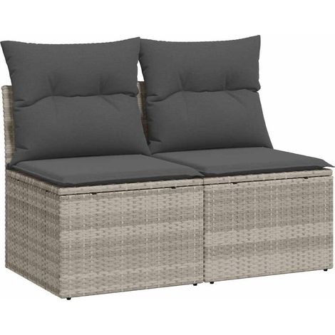 Divano Giardino 2pz con Cuscini Grigio Chiaro Polyrattan Acacia vidaXL (1/5)