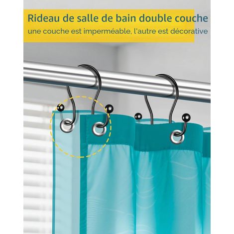 Lot de 12 crochets de rideau de douche, en acier inoxydable, diamètre intérieur : 40 mm, noirs (1/5)