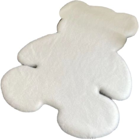 Tapis de chambre mignon en forme d'ours, doux et duveteux, pour chambre d'enfant ou d'adolescente, blanc, 45 x 60 cm