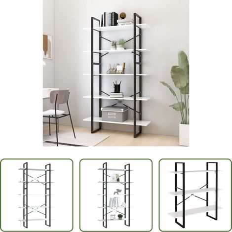 vidaXL Étagère métal -  Bibliothèque à 5 niveaux Blanc 100x30x175 cm Bois d'ingénierie (1/5)
