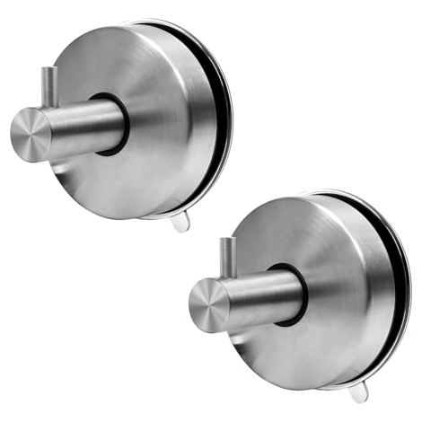 2 Ganchos con Ventosa de Acero Inoxidable 304 Extra Fuertes, Ganchos para Baño y Cocina Sin Taladrar, Ventosa de Baño, Ideal para Guardar Toallas y Accesorios (1/5)