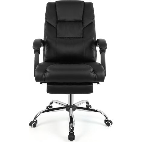 Hofuton Chaise de Bureau Ergonomiques, Fauteuil en Similicuir avec Fonction Inclinable, Siège Pivotant pour Maison ou Bureau, Hauteur Réglable, Noir (1/5)
