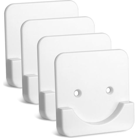 Kit de 4 supports pour tringle de douche sur carrelage  Fixation murale pour tringle de rideau de douche  Sans perçage  Autocollant  Blanc (tringle de douche non incluse) (1/4)