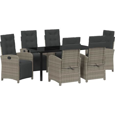 Garden Dining Set 7 pcs Grey Poly Rattan vidaXL (1/5)