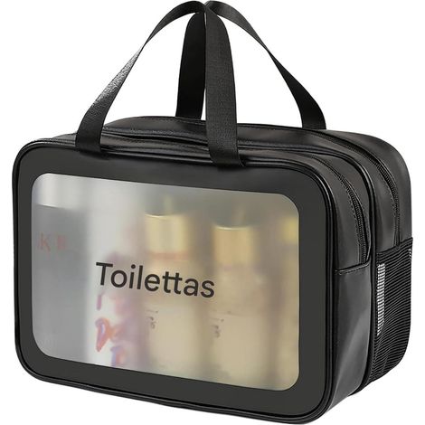 Tas De Toilette - Separation Humide Sec - Etanche - 31 X 15 X 20 Cm - Pour Voyage Natation Camping - Noir