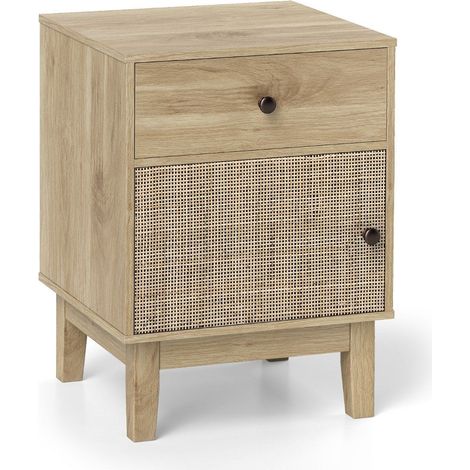 Comodino in rattan con cassetto e mobiletto - Stile Boho