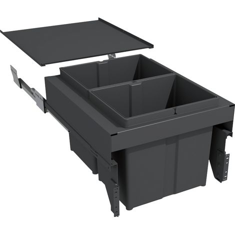Poubelle coulissante suspendue 34l 2 seaux - Amortisseur : Avec - Contenance : 34 L - Décor : Anthracite - Hauteur : 320 mm - Largeur : 412 mm - Matériau : Métal / PP - GOLLINUCCI