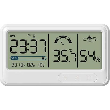 Hygromètre numérique Jauge électronique de température et d'humidité avec Affichage de l'heure et de la Date LCD Thermomètre d'intérieur Hygromètre avec Support pour Serre de Jardin (1/5)