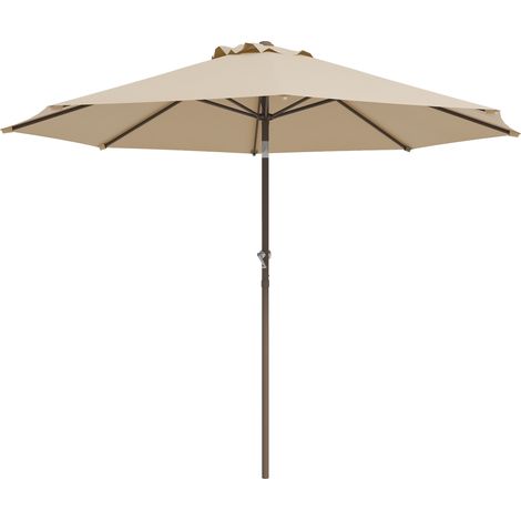 Gartenschirm Ø 2,63 m rund Metall 180 g/m² Polyester neigbar Kurbel beige