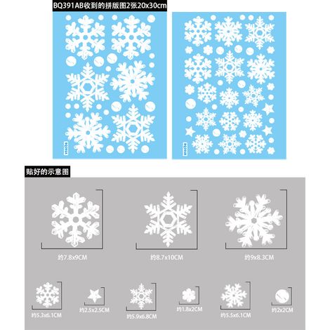 Autocollants statiques flocons de neige de Noël, autocollants décoratifs de Noël pour vitres, décorations de fenêtre pour le Nouvel An, autocollants flocons de neige dorés et argentés pour fenêtres.