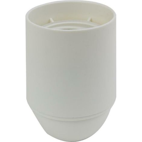 Scame portalampada e27 liscio bianco  camicia liscia cappellotto con filetto stampato, cavo 2,5 mm