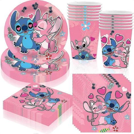 Pink Stitch Geburtstagsparty-Zubehör: Rosa Becher, Teller & Servietten für Kinder - SNNGV (1/5)