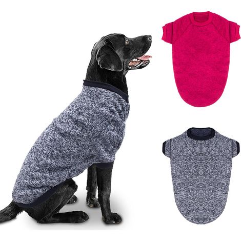 Pull tricoté d'hiver pour animaux de compagnie vêtement chaud doux et épais (rouge + bleu, 4xl) 2 PCS (1/5)