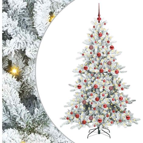 Sapin de Noël Arbre de Noël Artificiel à Branches Articulées Blanc 180 cm (1/5)
