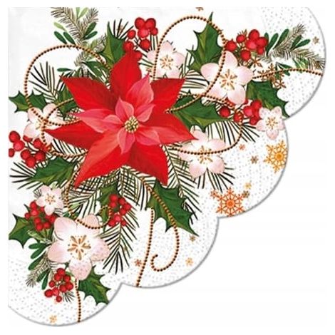 Serviettes rondes Étoile de Bethléem 32 cm 12 pièces.