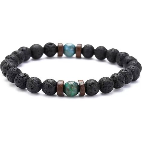 1 bracelet diffuseur pierre de lave, élastique, perles d'agate naturelles, pour yoga et méditation (1/5)