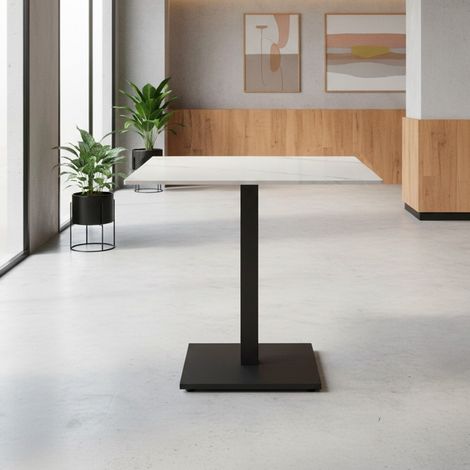 Tavolo quadrato Elora 80x80 con piano in ceramica effetto marmo bianco calacatta e struttura nera set 2 pz (1/5)