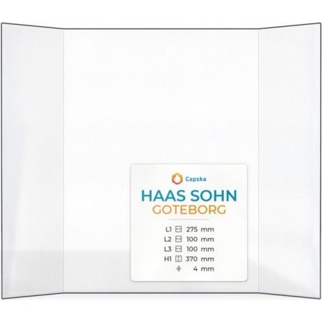 Vitre Haas Sohn GOTEBORG - Verre Prismatique pour insert - (100 + 275 + 100) x 370 mm (L2+L1+L3 x H1) - 4 mm