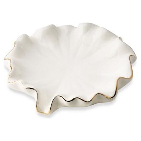 FENOPLASTICAPorte Savon Ceramique, Porte Savon en Forme de Feuille de Lotus, Support Savon Solide pour Salle de Bain, Cuisine, Baignoire, Évier et Douche (1/5)