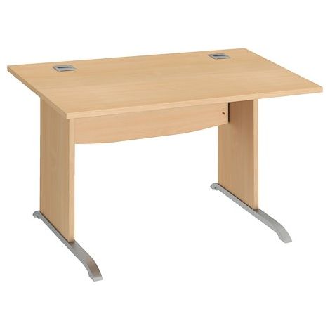 Bureau droit hêtre L 120 cm piètement bois en L Essens - Maxiburo