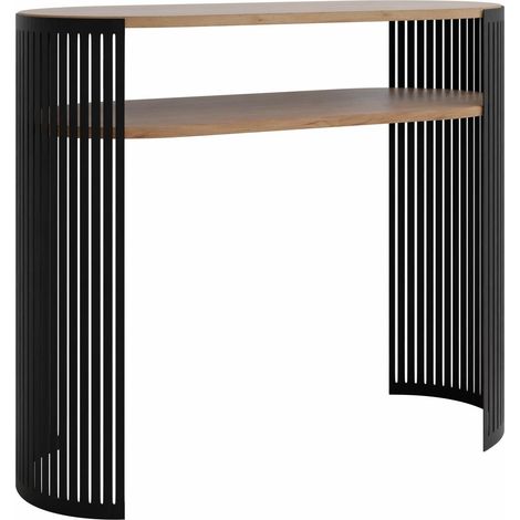 Console Civer, Noir + Chêne doré artisanal, 86x100x30cm