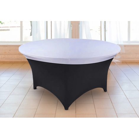 Nappe élastique blanche pour tables rondes de 180 cm de diamètre (1/2)