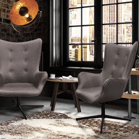 Fauteuil - HOME DECO FACTORY - Helsinki - Confortable - Design - Gris (1/5)