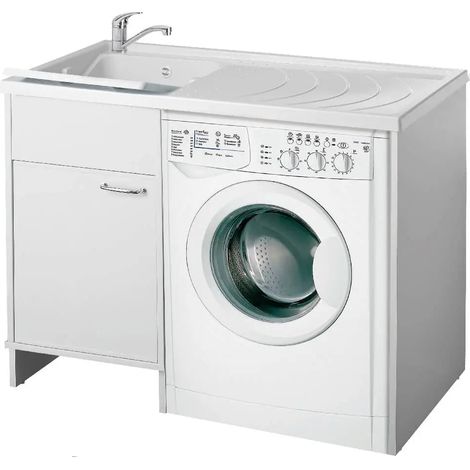 Lavatoio e Coprilavatrice in PVC 109x60x89 cm Forlani Tidy Bianco Lato Sinistro