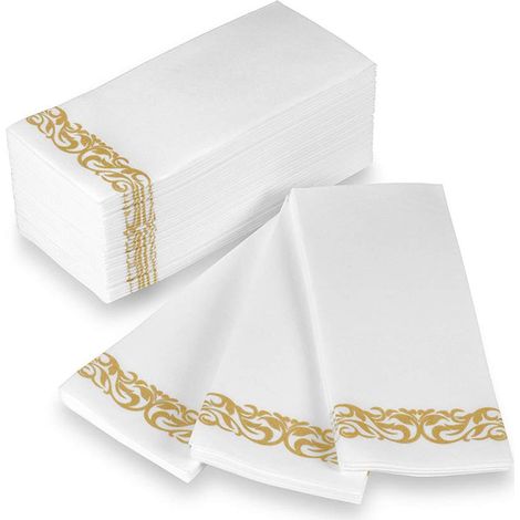 Serviettes de table douces et absorbantes au toucher lissé, élégantes serviettes décoratives en papier pour la cuisine - Or