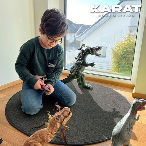 Kinderspielteppich Crocodile Rund Anthrazit 80 cm Durchmesser