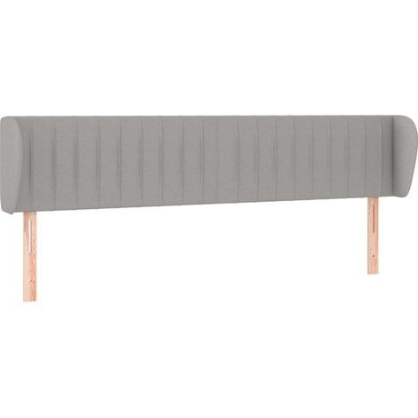 Testiera complemento letto arredo camera con bordo laterale 183 x 23 x 78/88 cm tessuto grigio chiaro TDL0205201
