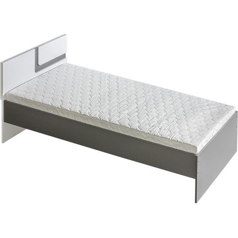 Cama Aviseve 103, Antracita + Blanco, Individuales, 90x200, Aglomerado laminado, Somieres, 95x205x76cm