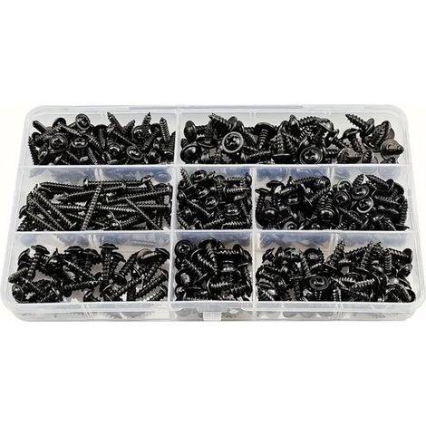 340 viti autofilettanti per legno in acciaio al carbonio con testa tonda e piatta per legno tenero e metallo in 8 versioni, tra cui plastica (1/5)