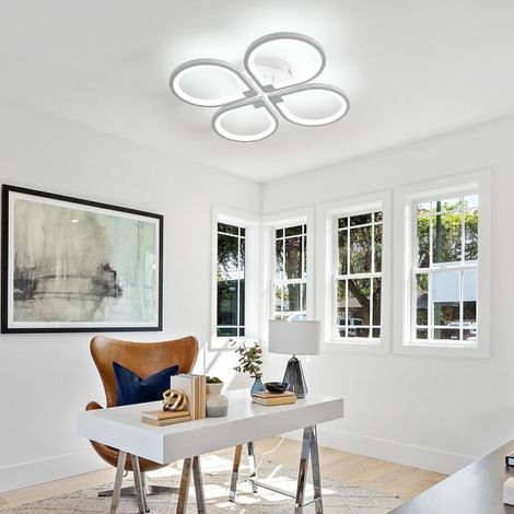 COMELY Moderne LED-Deckenleuchte aus Acryl, 4 Module, Sandweiß, 57 x 57 x 8 cm, 40 W, Tageslicht (6500 K, CRI 80), 220 V, für Wohnzimmer, Büro, Flur, modulare und elegante Beleuchtung (1/5)